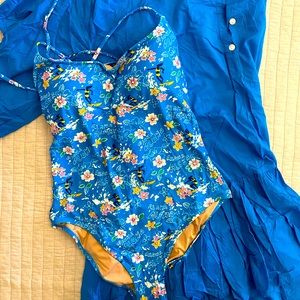J.Crew Aloha Swimsuit sz 12 and blue Coverup Dress